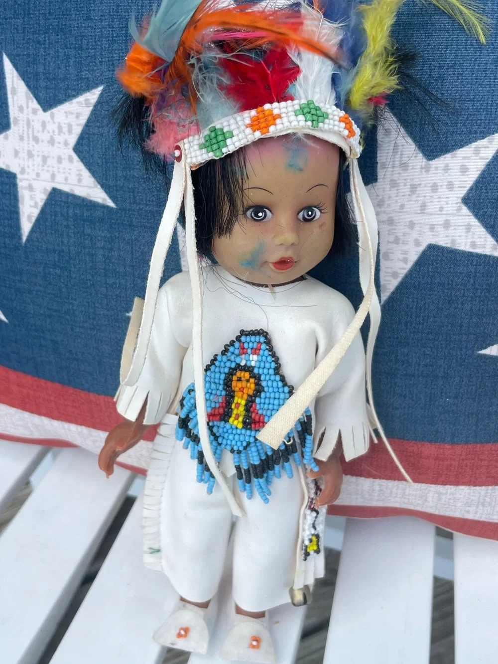 Vintage 1970s Native American Girl with Papoose Collector Doll Complete